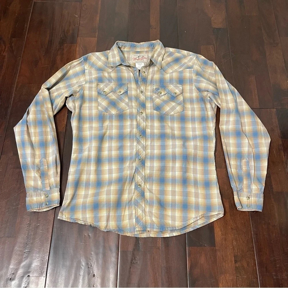 Wrangler Pearl Snap Long Sleeve Shirt Youth Boys XXL 18-20 Western Cowboy